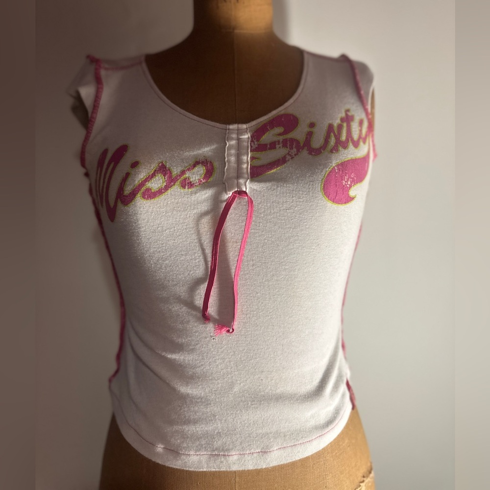 VINTAGE MISS SIXTY SPORTY CROP TOP ONE OF A KIND Slight Stains Slight Stretch